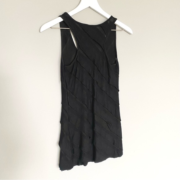 Eyeshadow Black Diagonal Ruffle Racerback Tank Top - Picture 6 of 7
